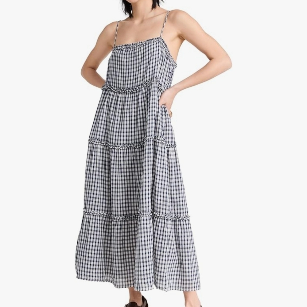 NWT RAILS Zuri midi tiered dress in sailor check size M